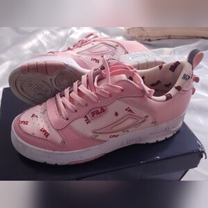 Fila Pink and White Love Print Sneakers